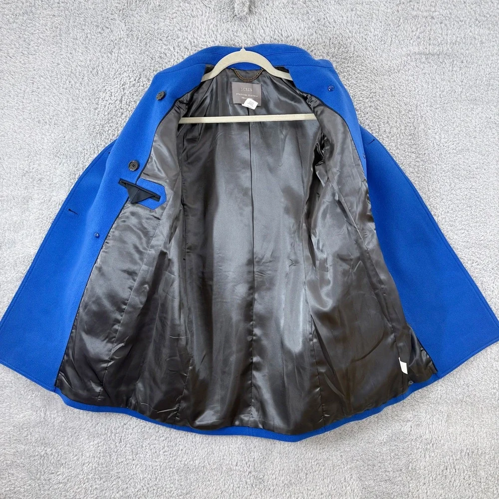 J. Crew Boulevard Trench Stadium Cloth Wool Blend Peacoat Size 4P‎ Cobalt Blue - Picture 2 of 9
